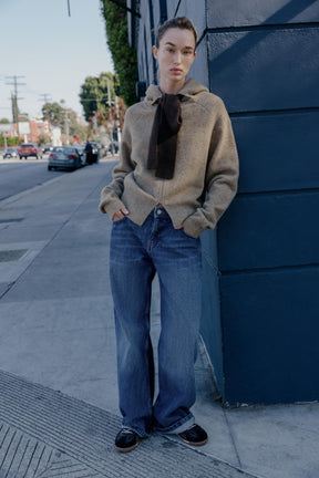 Bow Accent Cardigan Hoodie