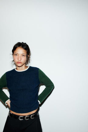 COLOUR BLOCK KNIT JUMPER - Image 2