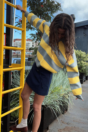 Striped Knit Polo Shirt