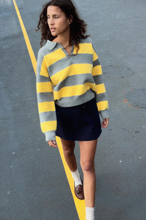 Striped Knit Polo Shirt