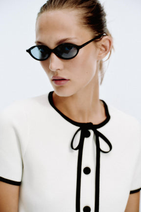 Contrast-Trim Cardigan