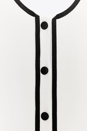 Contrast-Trim Cardigan