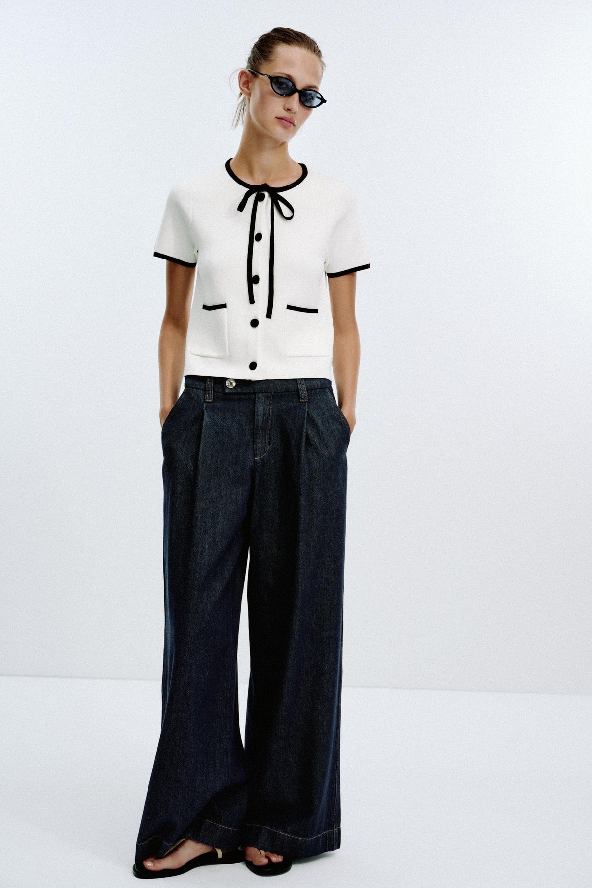 Contrast-Trim Cardigan