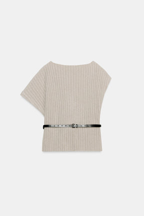 ASYMMETRIC WOOL TOP WITH BELT - Image 7