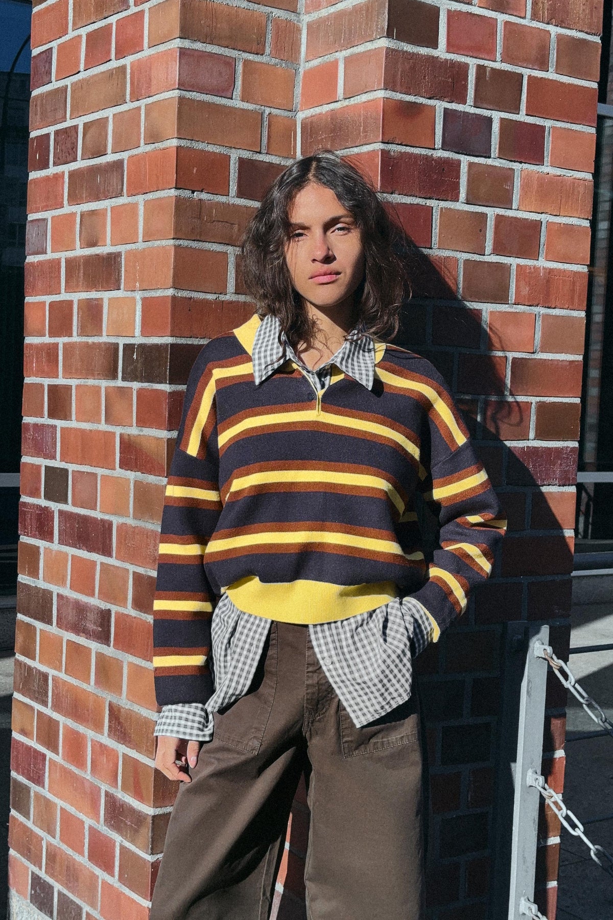 Striped Knit Polo Shirt