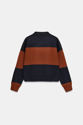 Striped Knit Polo Shirt