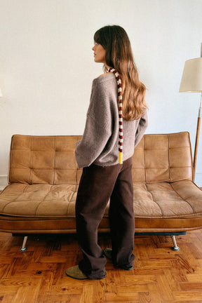 KNIT JUMPER WITH BROOCH