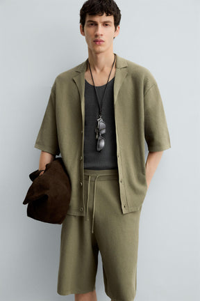 TEXTURED KNITTED BERMUDA SHORTS - Image 5