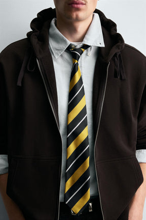 100% SILK STRIPED TIE - Image 1