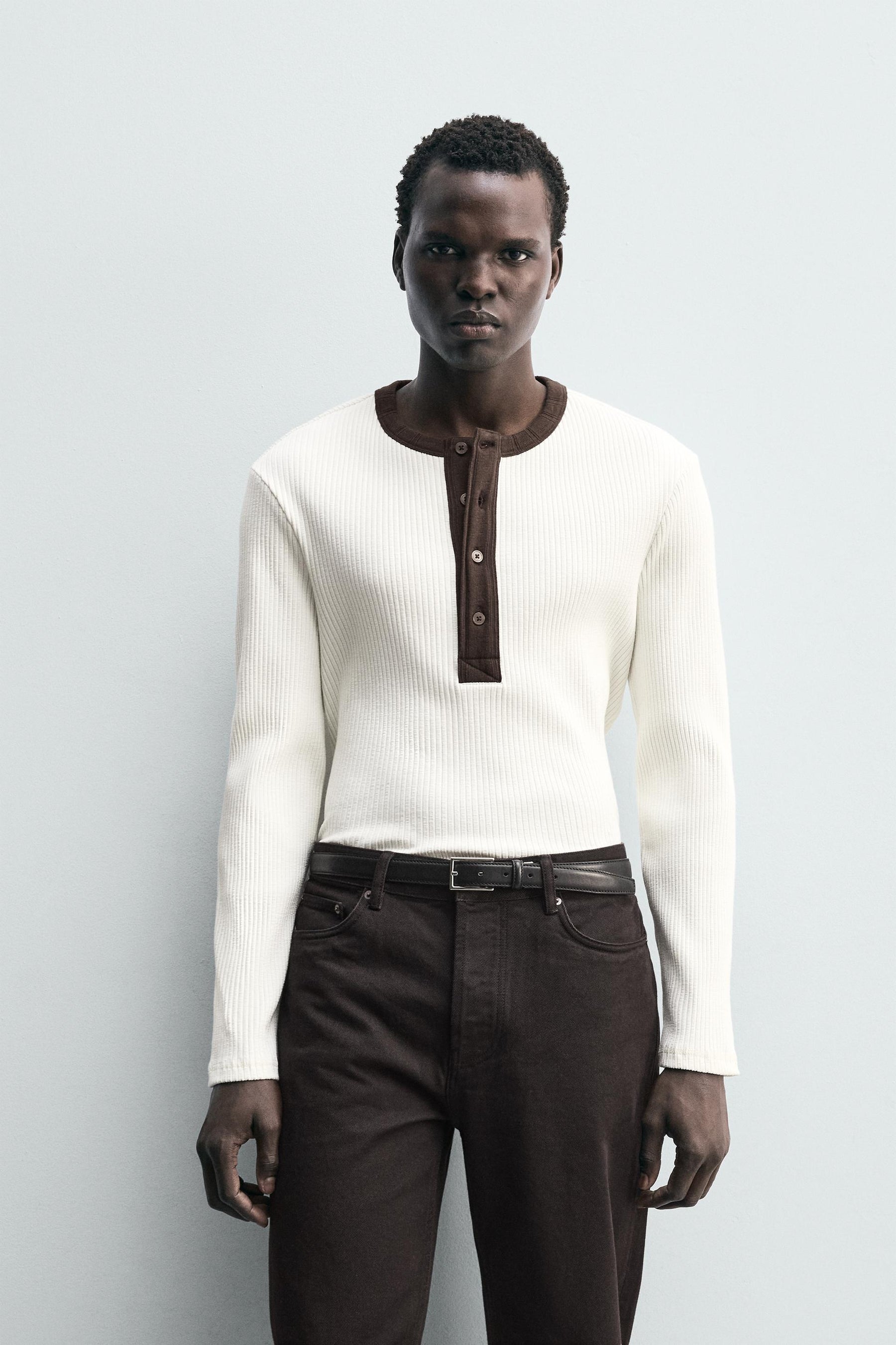 RIBBED HENLEY T-SHIRT - Image 2