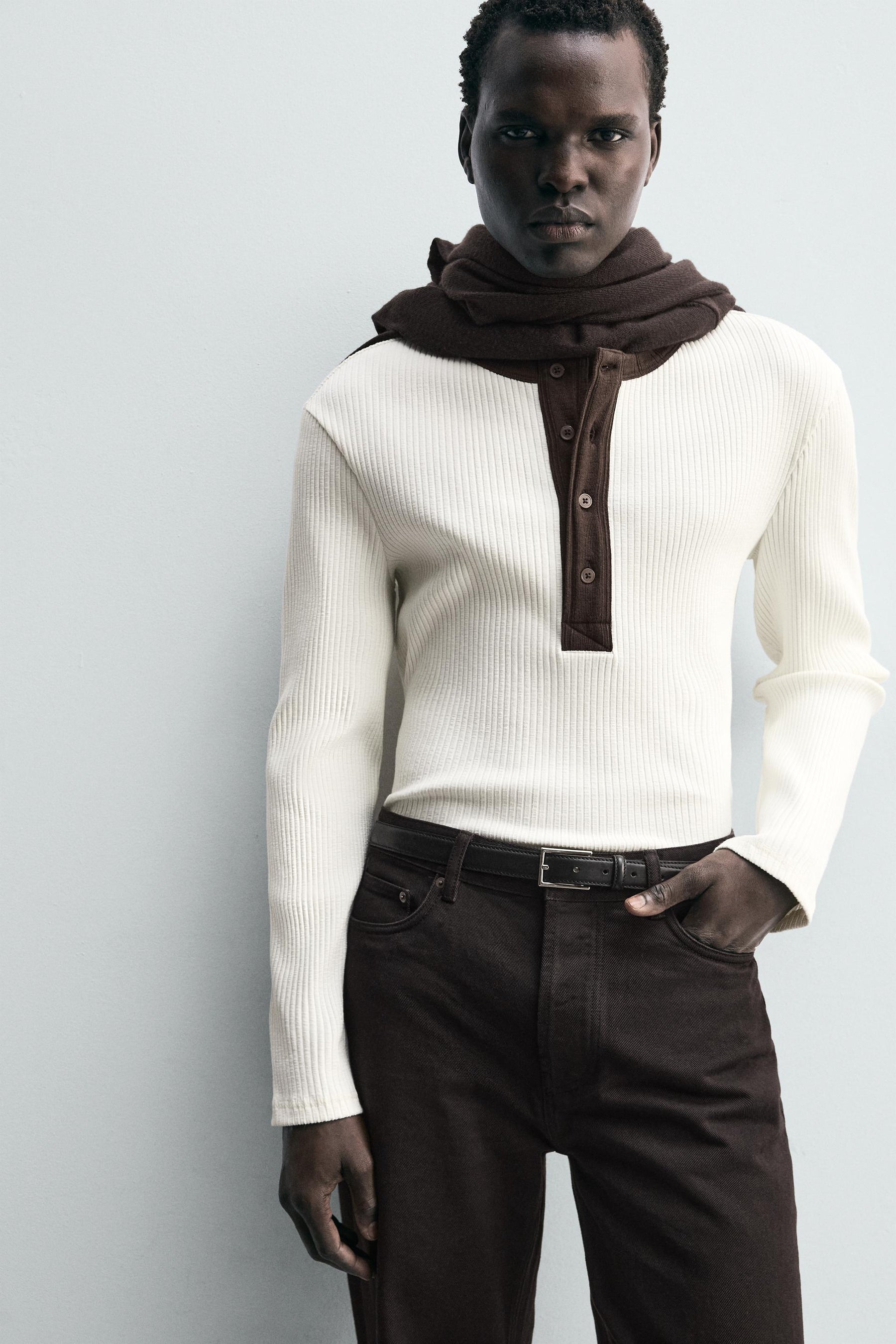 RIBBED HENLEY T-SHIRT - Image 5