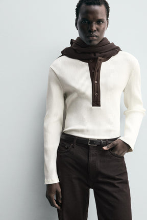 RIBBED HENLEY T-SHIRT - Image 5