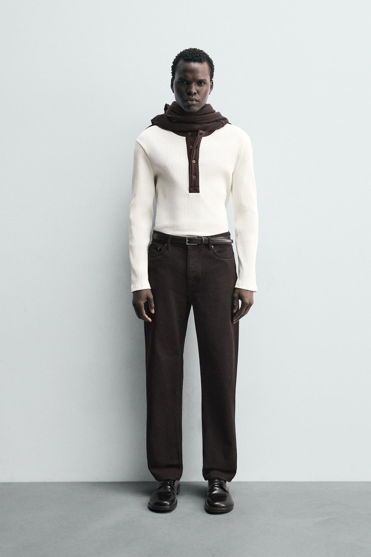 RIBBED HENLEY T-SHIRT - Image 1