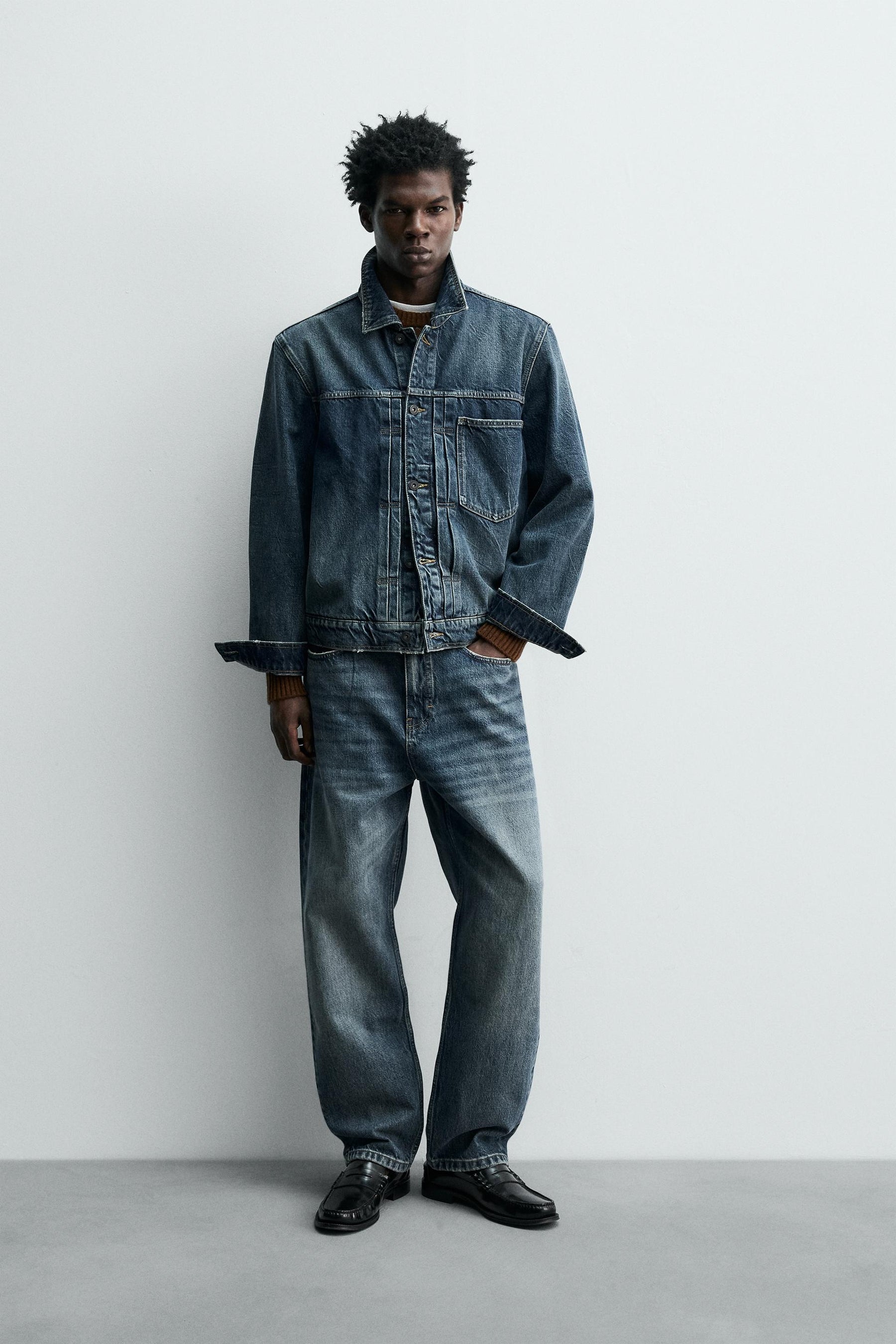 PLEATED DENIM JACKET - Image 1
