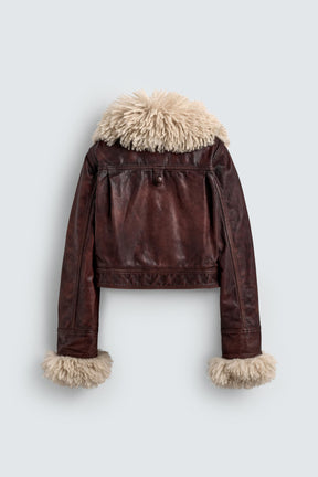 Leather jacket with sheepskin