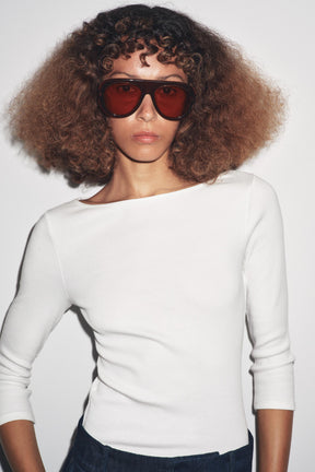 COTTON BOAT NECK SHIRT