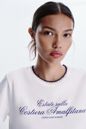CHUNKY KNIT SLOGAN T-SHIRT