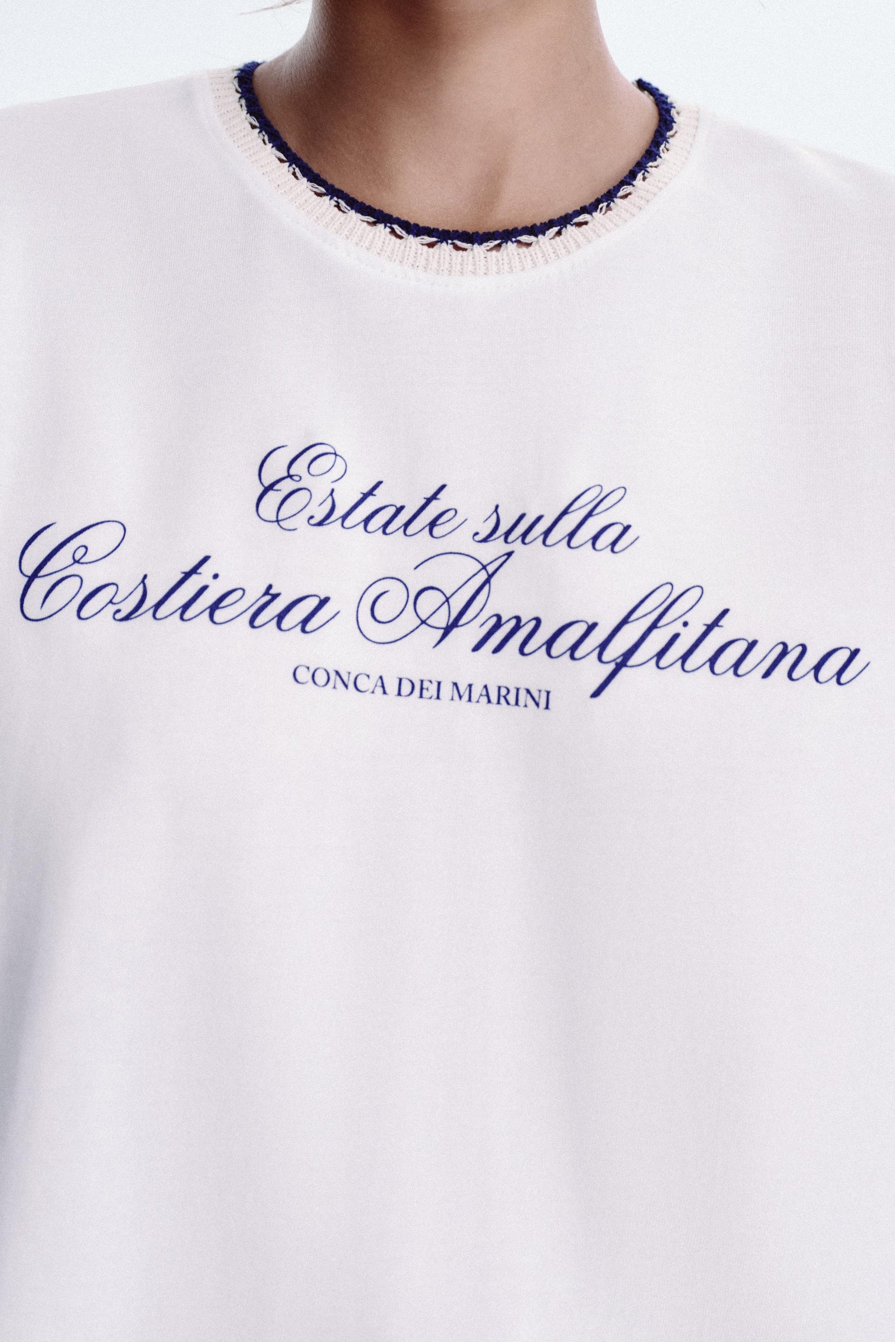 CHUNKY KNIT SLOGAN T-SHIRT