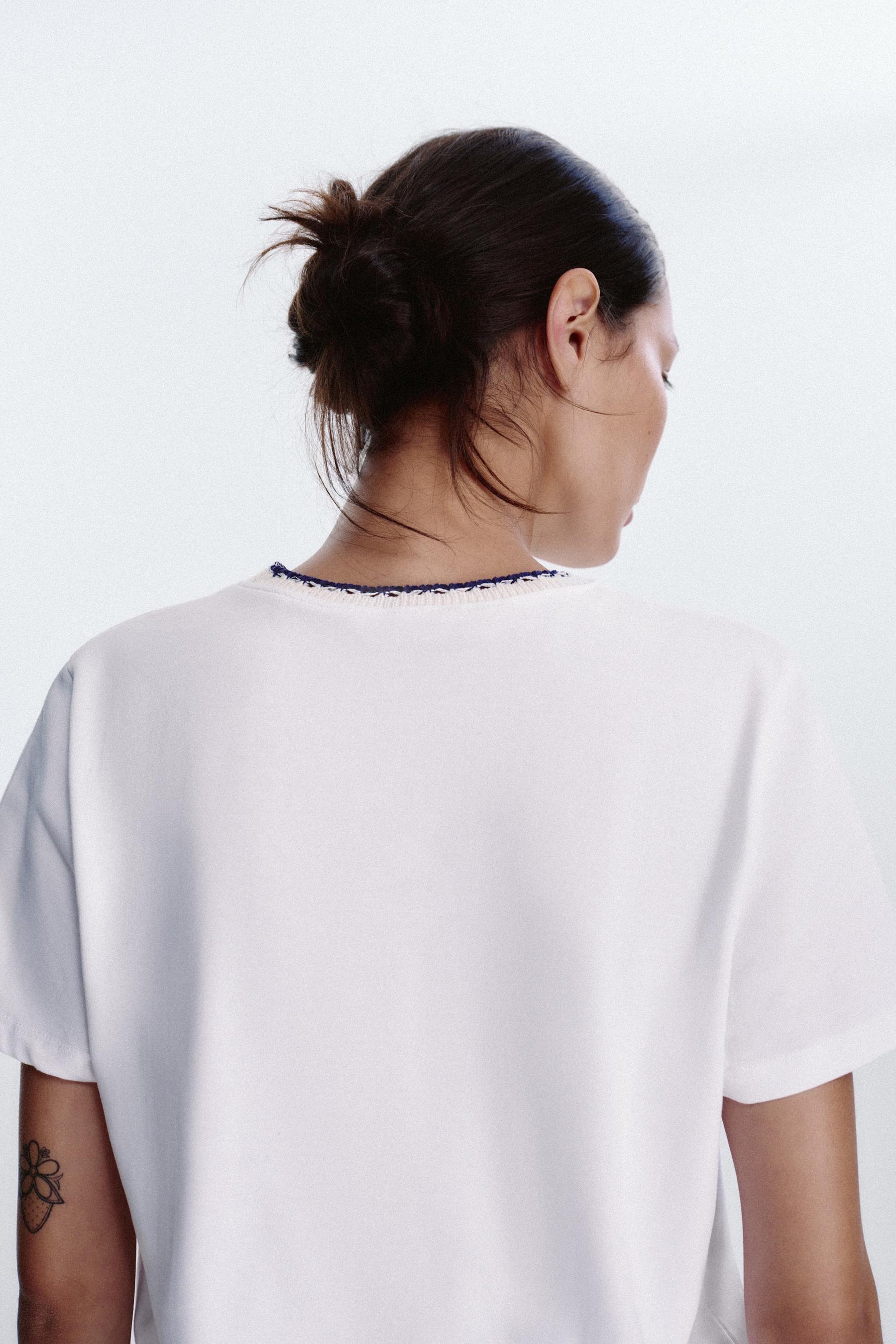 CHUNKY KNIT SLOGAN T-SHIRT