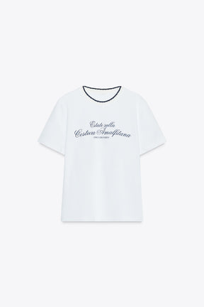 CHUNKY KNIT SLOGAN T-SHIRT