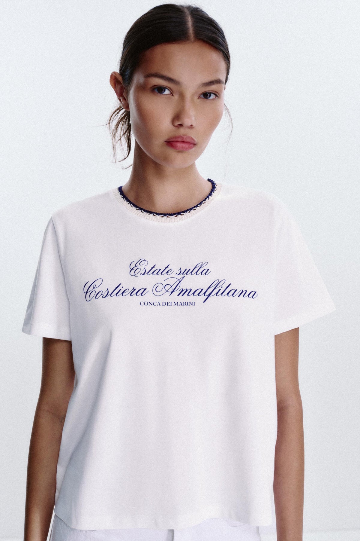CHUNKY KNIT SLOGAN T-SHIRT