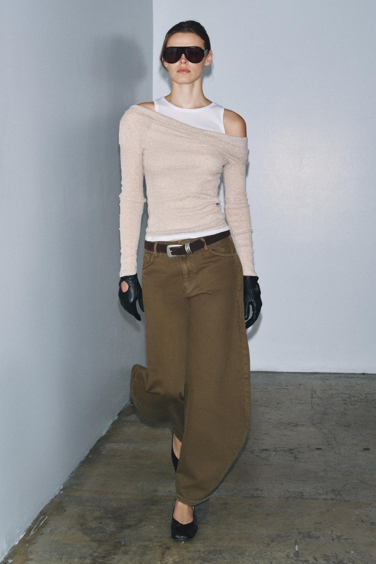 Layered-effect asymmetric t-shirt