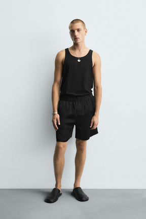 RELAXED FIT SATIN BERMUDA SHORTS - Image 1