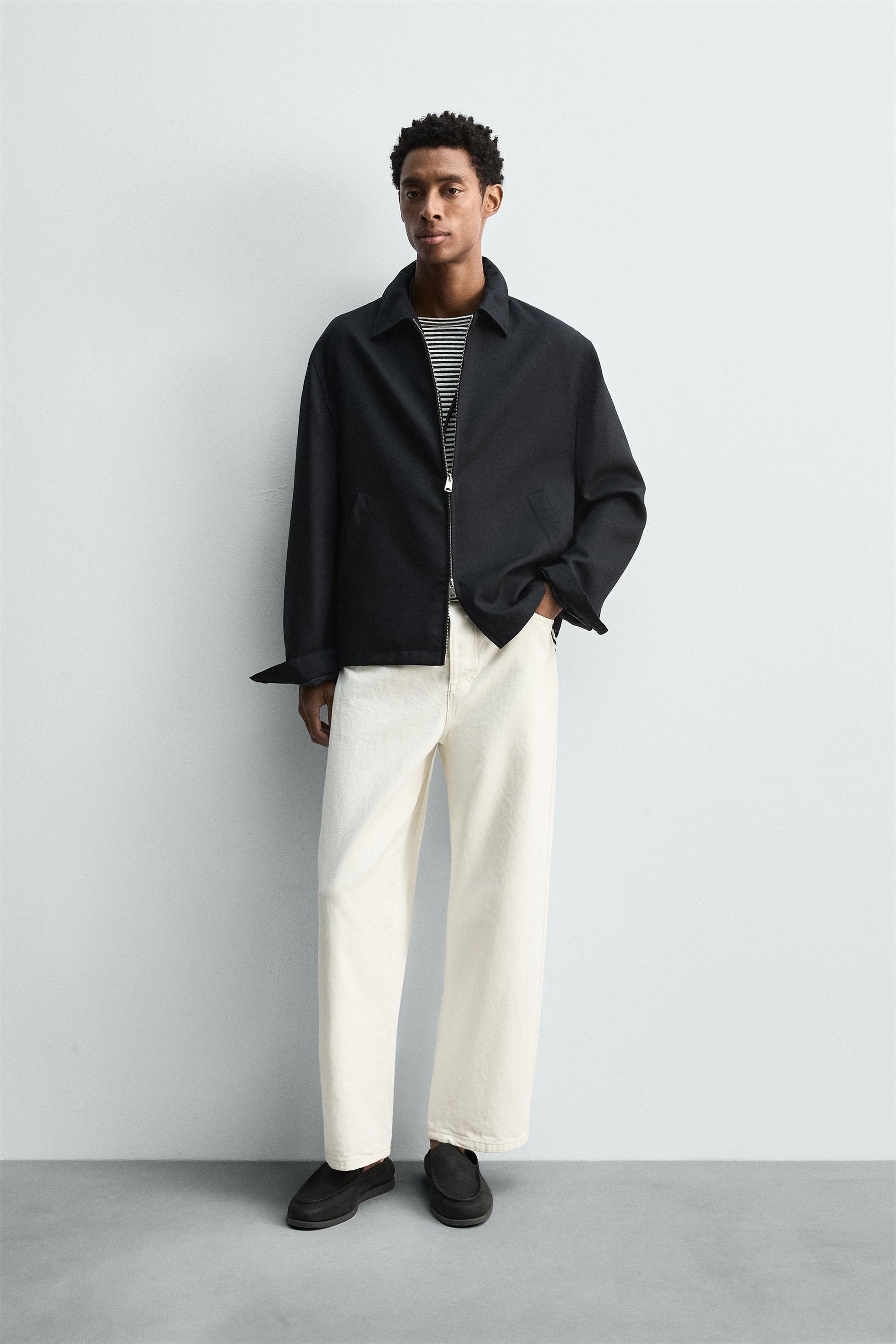 WOOL ZIP-UP OVERSHIRT - Image 1