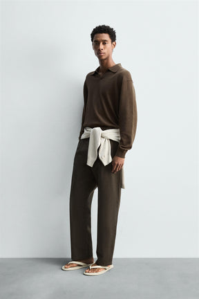 COTTON/LINEN PLEATED TROUSERS - Image 4