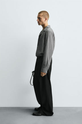 CREASED-EFFECT STRIPED FLOWING SHIRT - Image 4