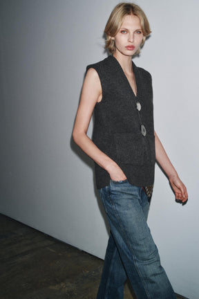 LONG WOOL BLEND VEST - Image 1
