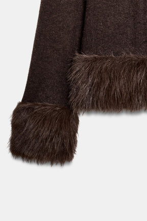 FAUX FUR KNIT CARDIGAN