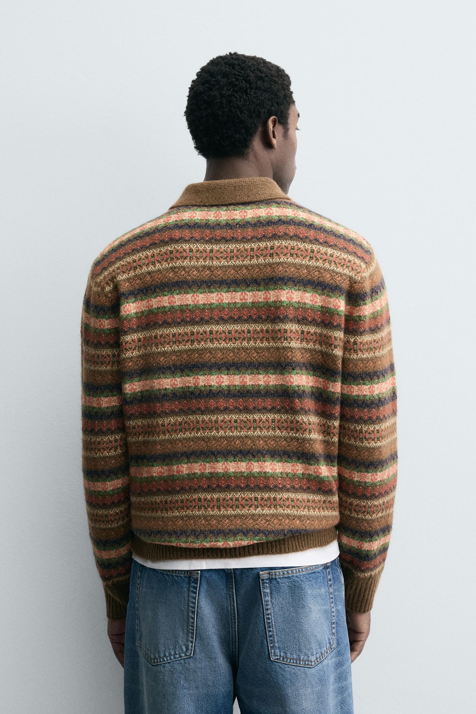 GEOMETRIC JACQUARD KNIT POLO SHIRT - Image 3