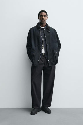 DENIM JACKET WITH COMBINED COLLAR - Image 1