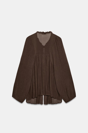 Ruffle-Trimmed Flowing Shirt