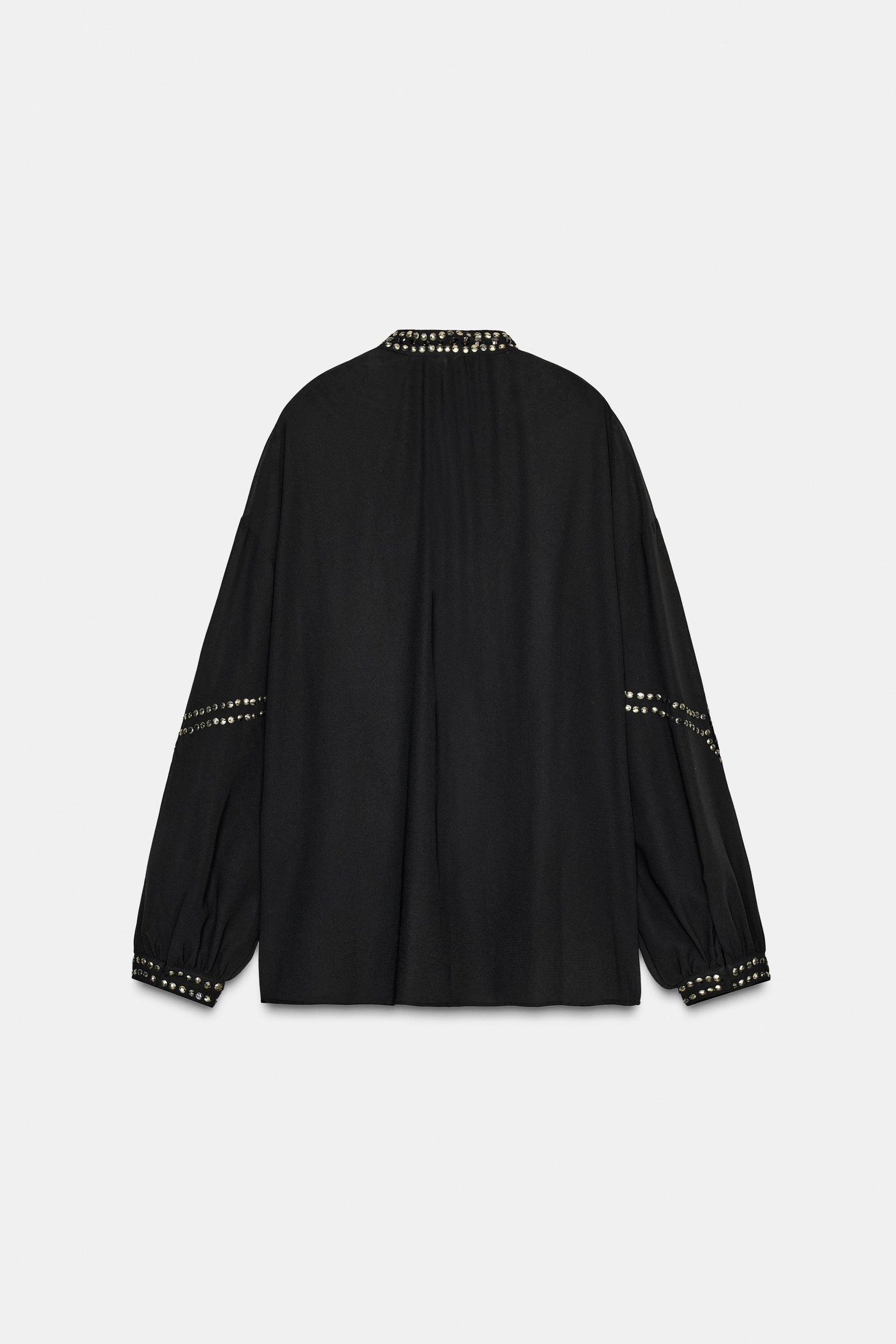 Beaded Semi-Sheer Blouse