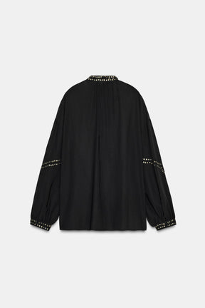 Beaded Semi-Sheer Blouse