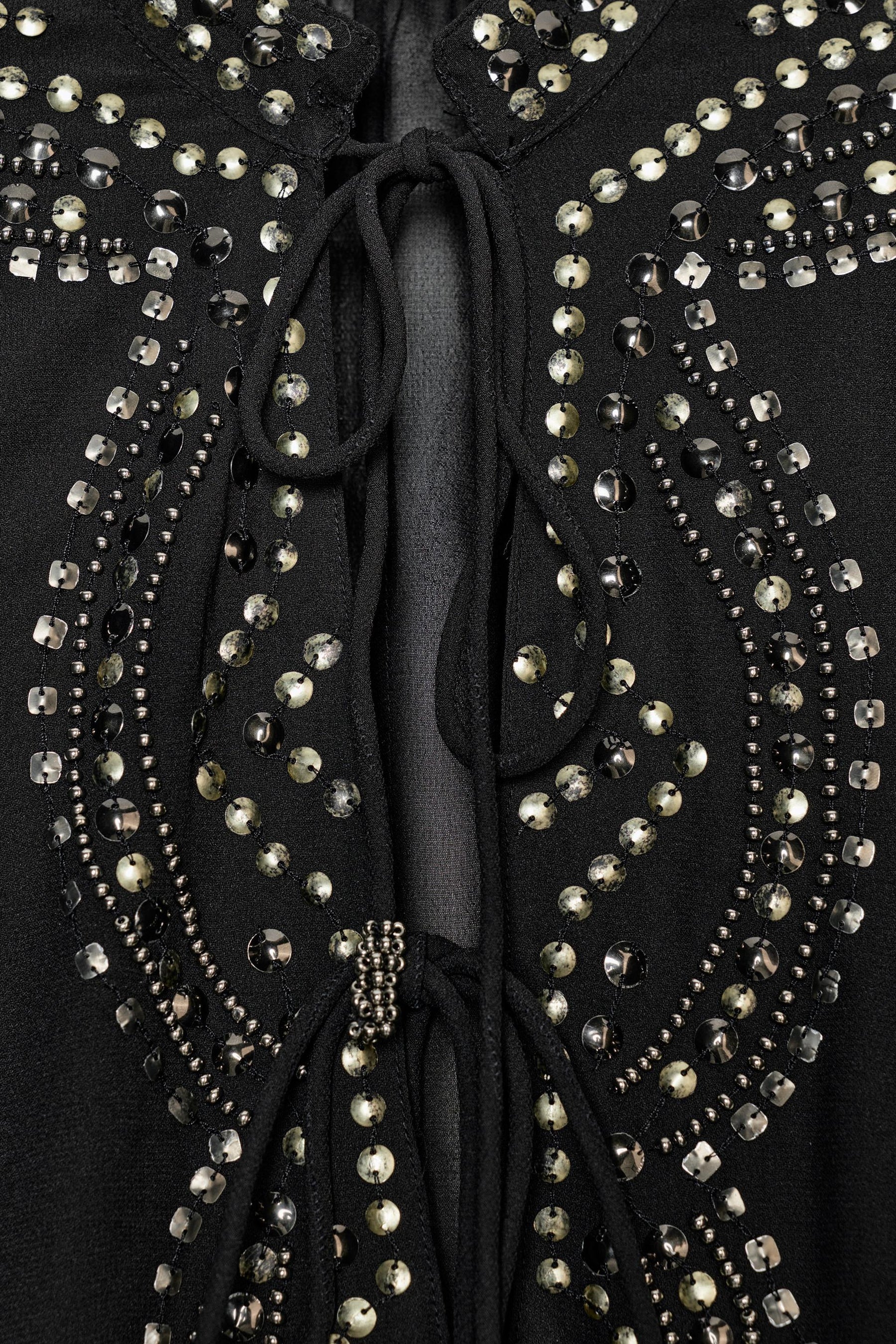 Beaded Semi-Sheer Blouse