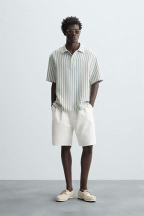 HERRINGBONE TEXTURED POLO SHIRT - Image 1