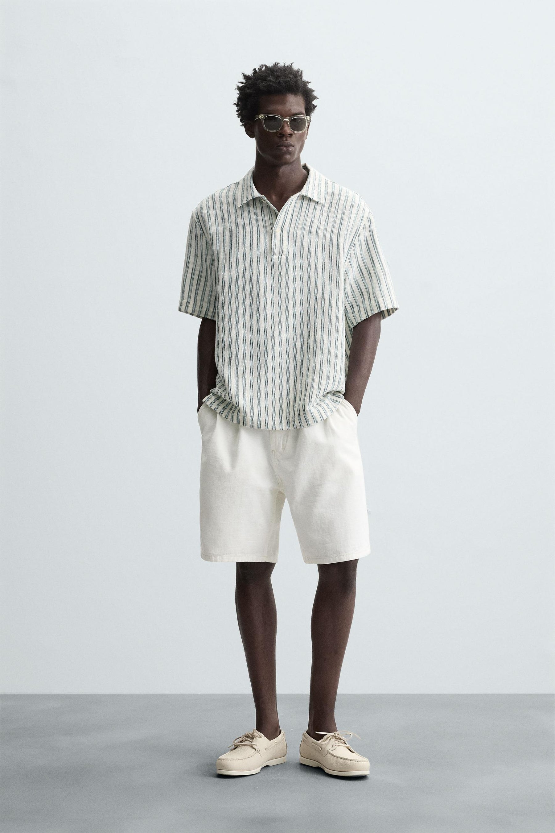 HERRINGBONE TEXTURED POLO SHIRT - Image 1