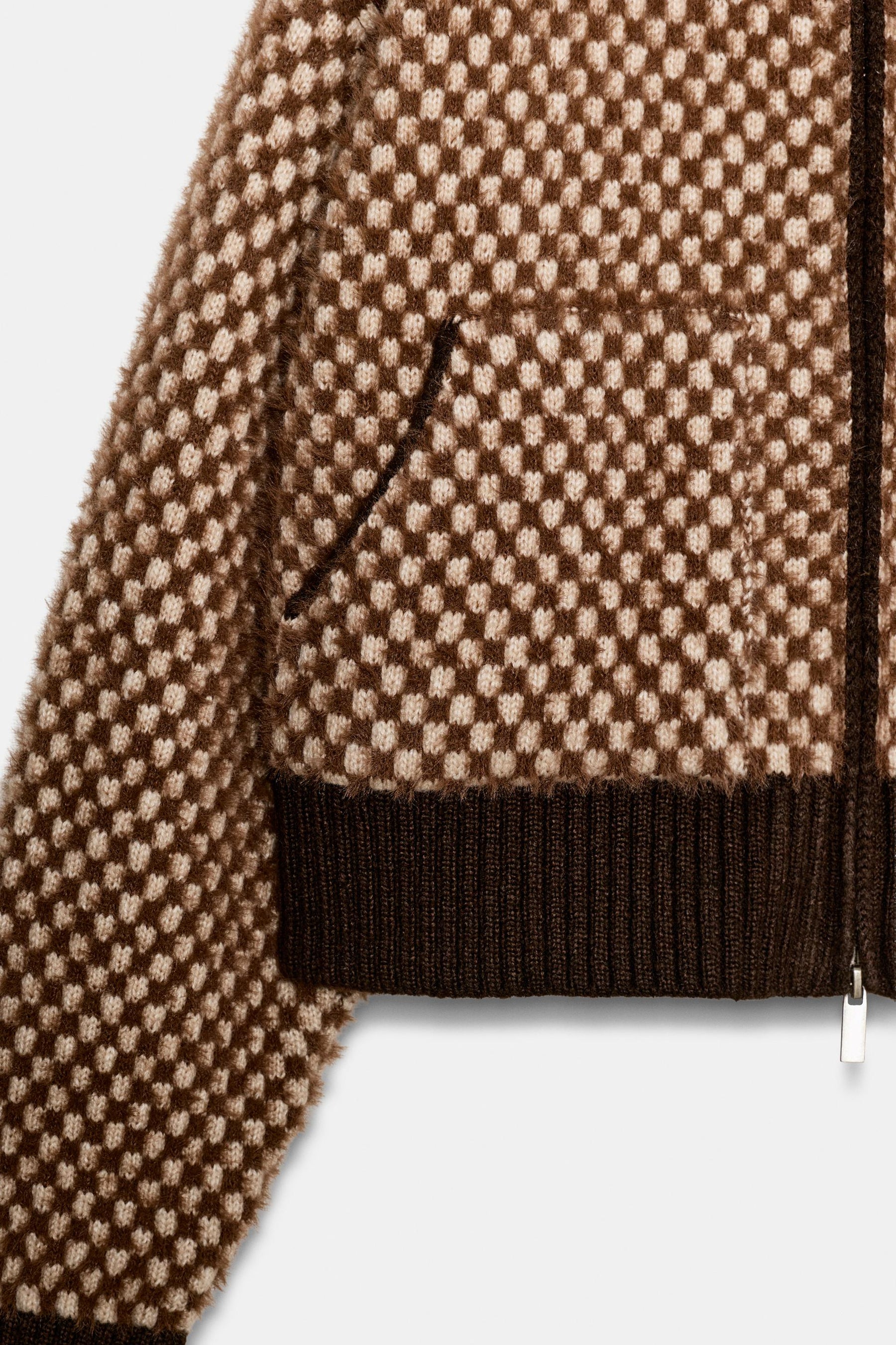 CONTRAST KNIT FAUX FUR BOMBER JACKET - Image 8