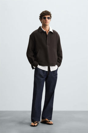 TEXTURED POLO OVERSHIRT - Image 1