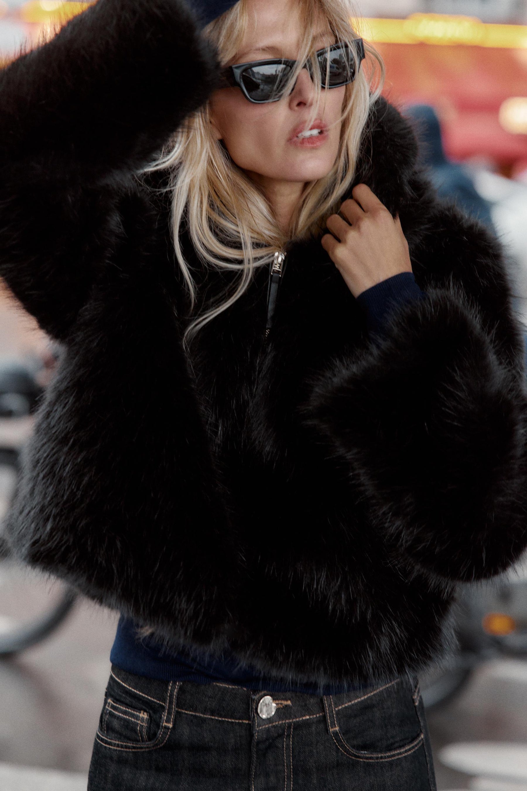 Faux Fur Hooded Coat