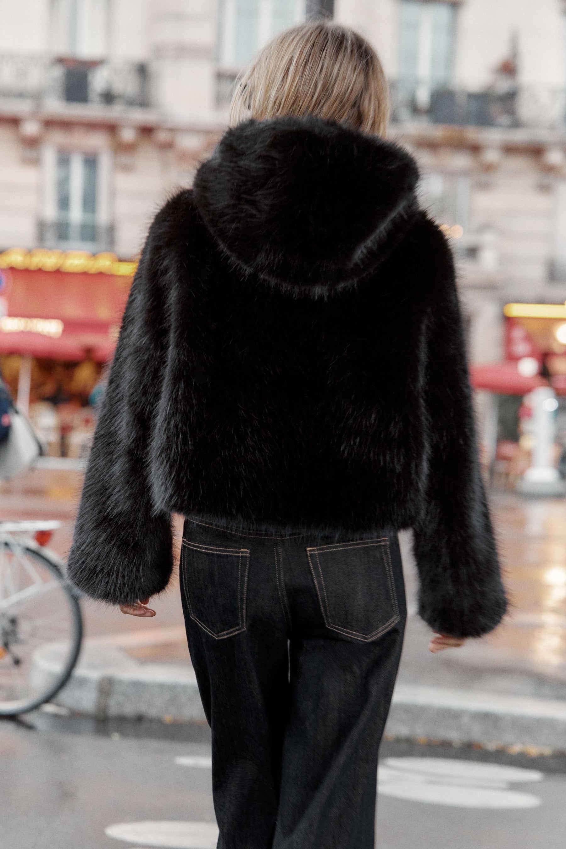 Faux Fur Hooded Coat