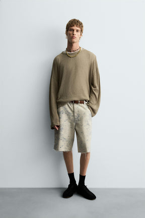 ABSTRACT PRINT CARPENTER POCKET BERMUDA SHORTS - Image 1