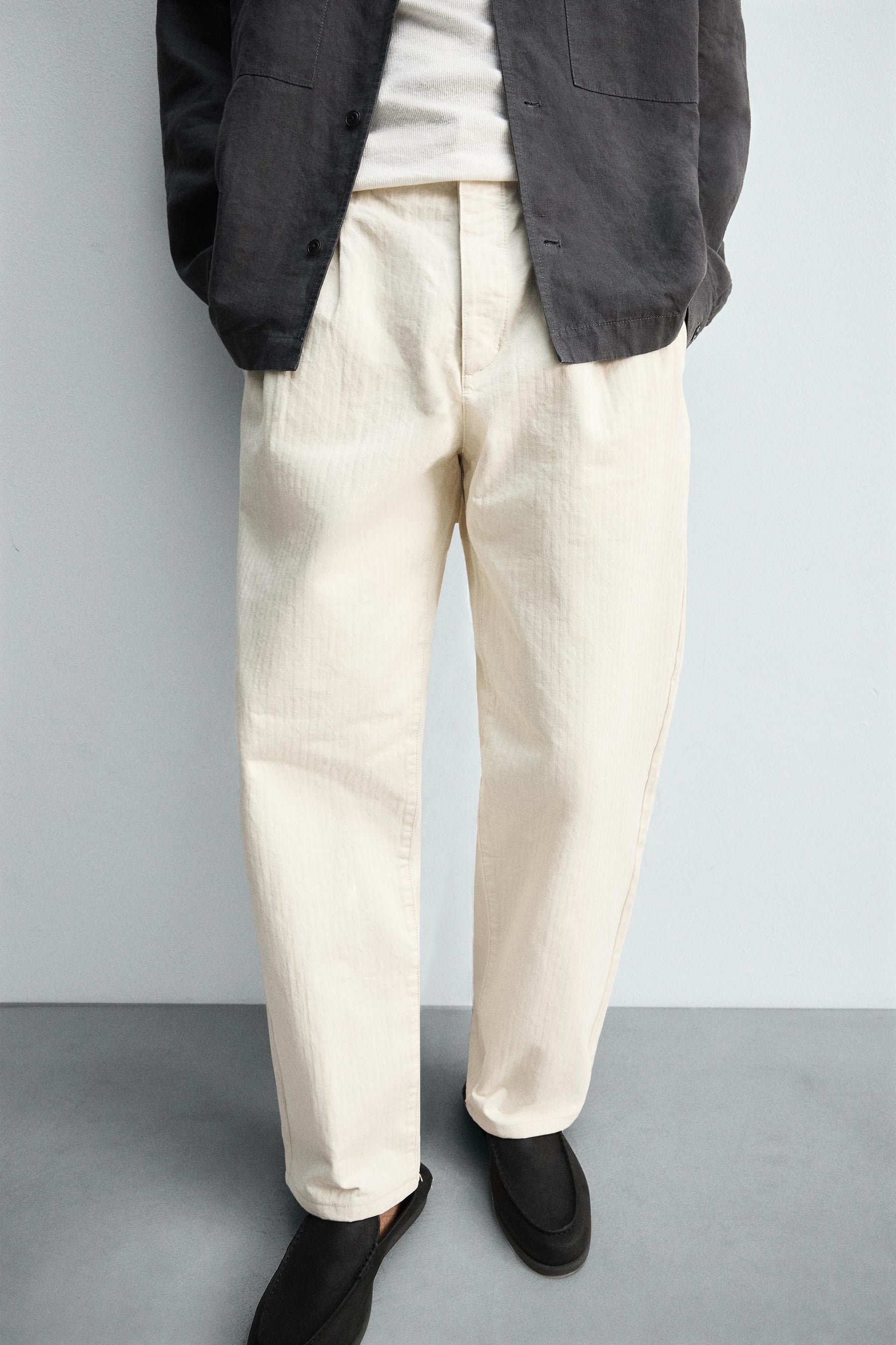 PLEATED HERRINGBONE TROUSERS - Image 6