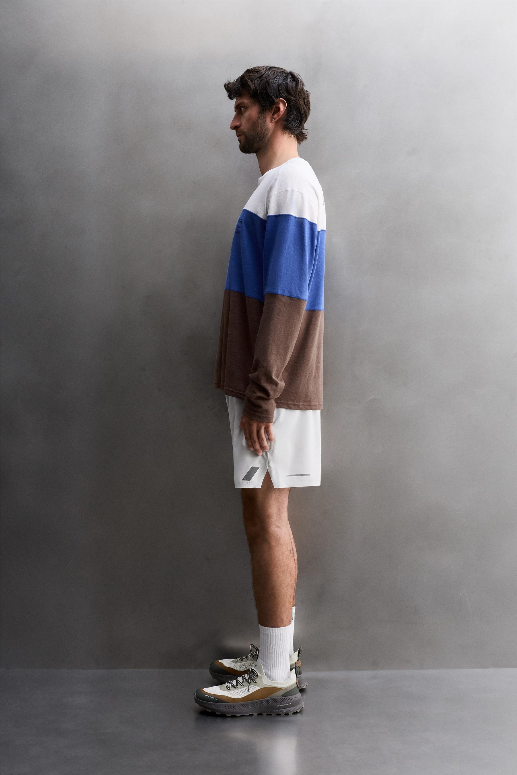 COLOUR BLOCK LINEN - COTTON T-SHIRT - Image 4