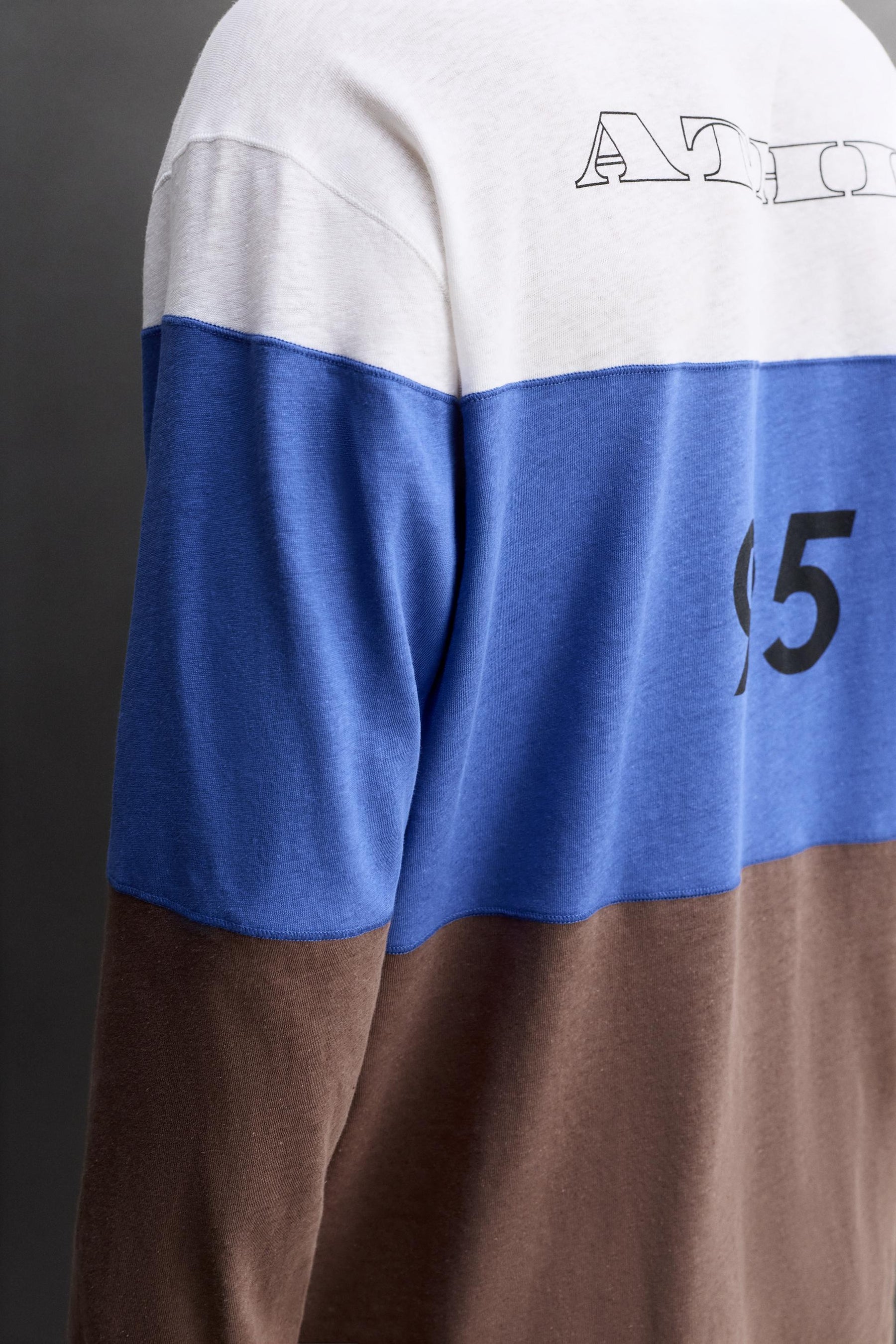 COLOUR BLOCK LINEN - COTTON T-SHIRT - Image 5