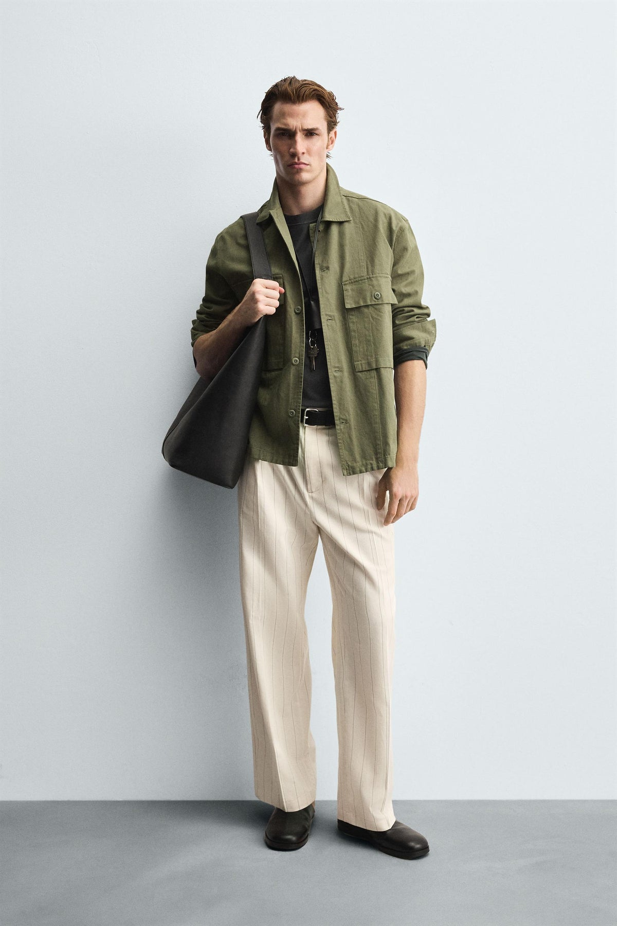 PLEATED STRIPED TROUSERS - Image 1