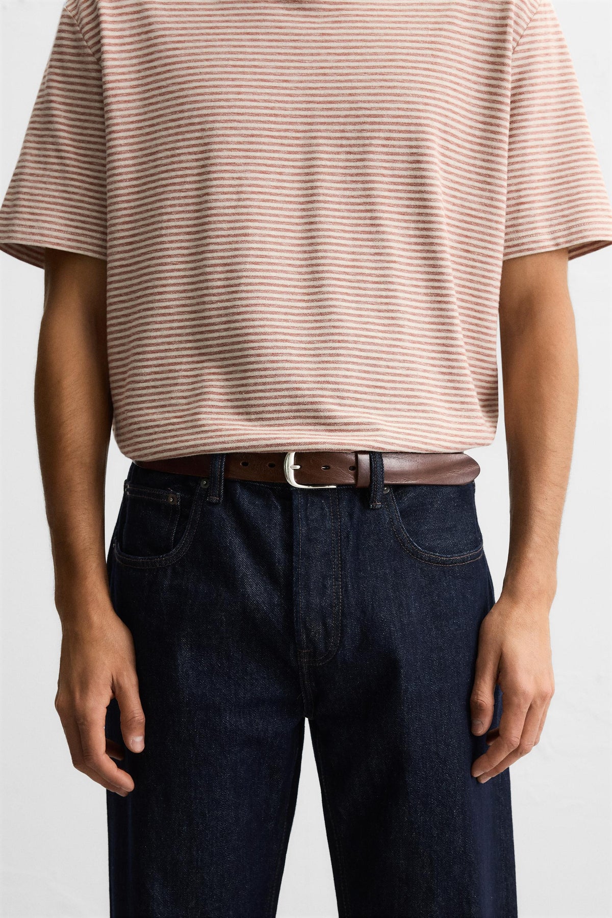 CRINKLED EFFECT LEATHER BELT - Image 1